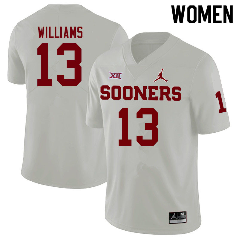 Women #13 Caleb Williams Oklahoma Sooners College Football Jerseys Sale-White - Click Image to Close